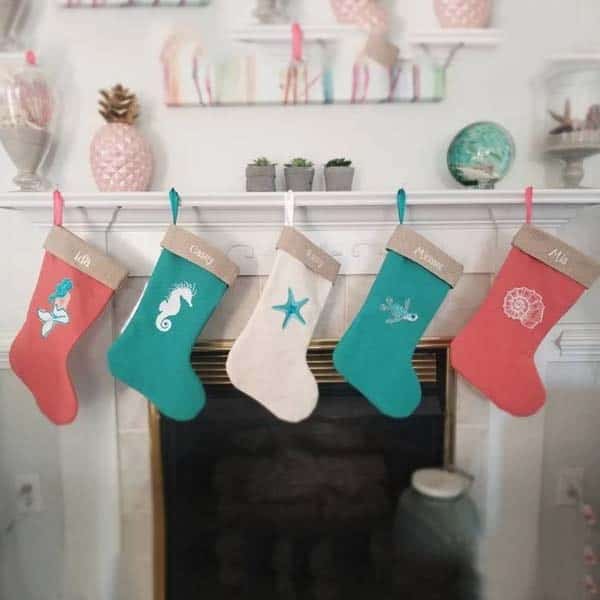 christmas in july present ideas: Beach Cottage Linen Stockings
