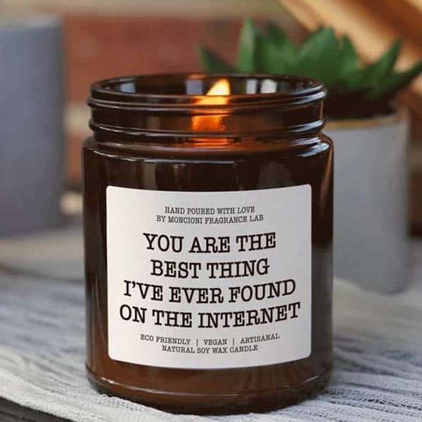 boyfriend first anniversary gift: Best Thing On the Internet Candle