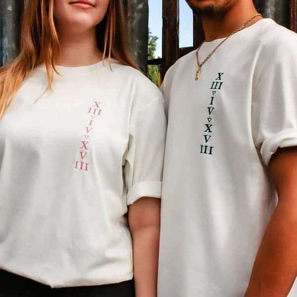 9th month anniversary gift: Date Roman Numerals Couple T-Shirts