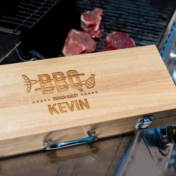 4 month anniversary gift for him: Personalized Grill Set