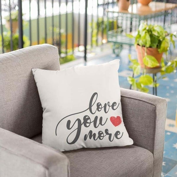“Love You More” Suede Pillow