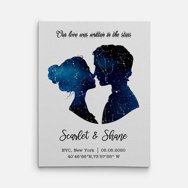 5 month anniversary gifts: Our Love Was Written In The Stars Canvas Print