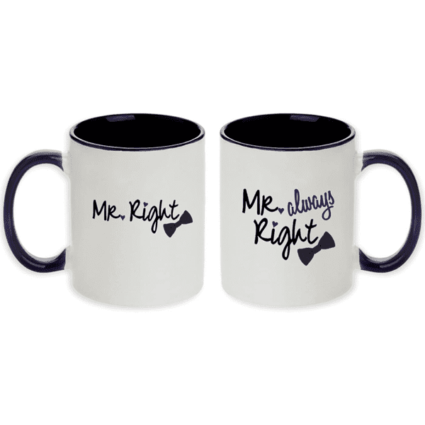 Anniversary gifts for gay couple: Mr. Right & Mr. Always Right Pair Mugs