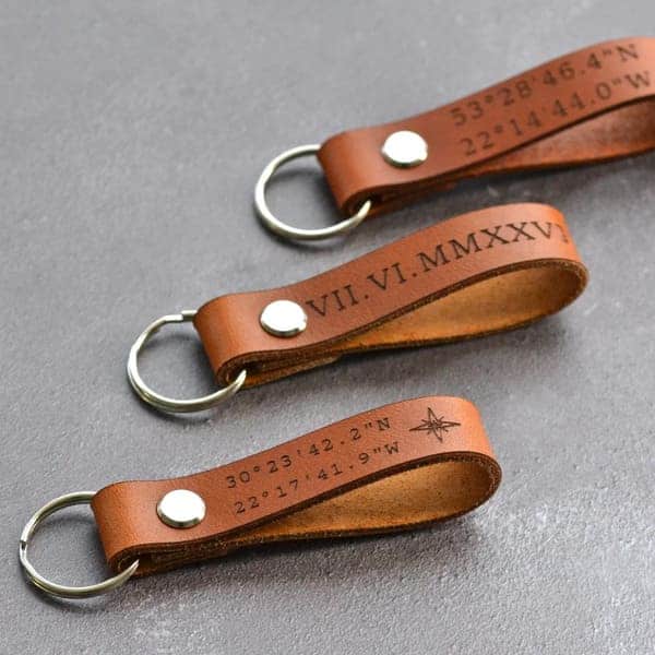3 Year Dating Anniversary Present: Personalized Leather Keychain