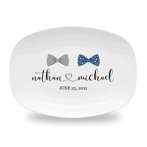 Bow Tie Gay Wedding Gift Personalized Platter