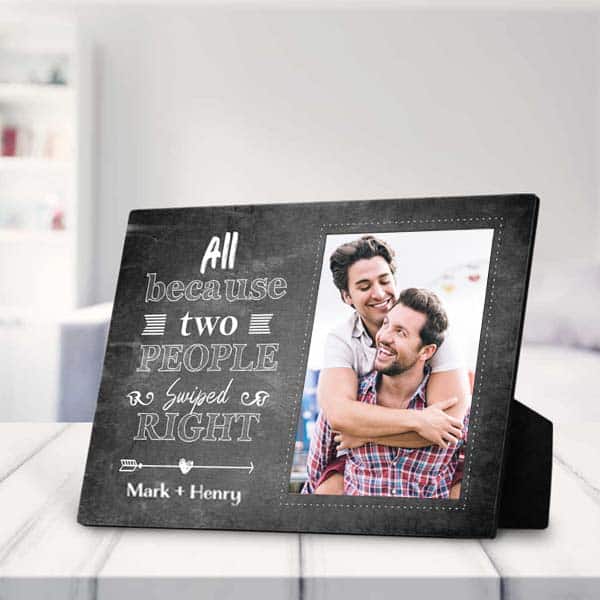 Gift for gay couple: All Because Two People Swiped Right Plaque