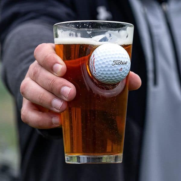 BenShot Pint Glass with Real Golf Ball - gift for golfers