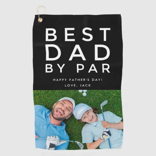 Best Dad By Par Photo Golf Towel - personalized golf gift