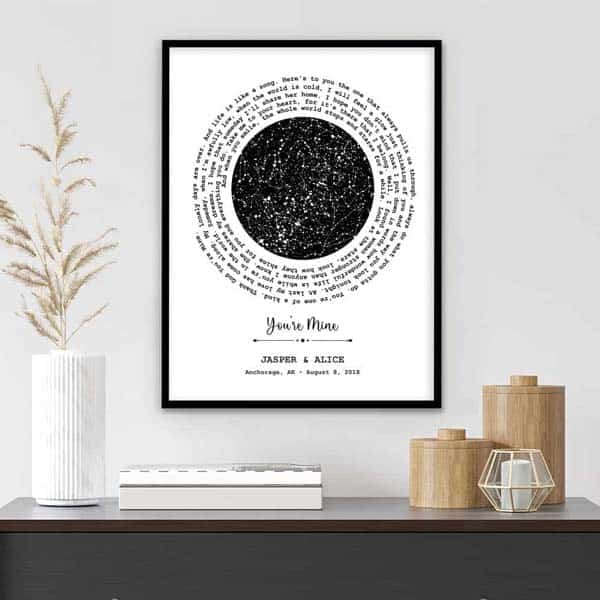 inexpensive anniversary gifts: Star Map And Spiral Song Wall Art