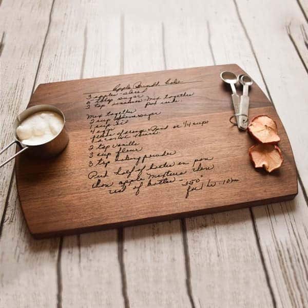 custom romantic gifts for wife: Handwritten Family Recipe Cutting Board