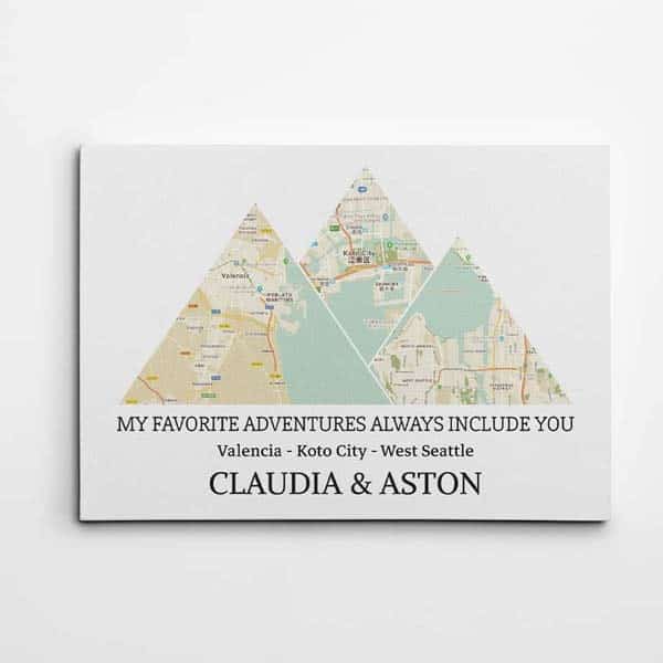 romantic gift ideas for wife: My Favorite Adventures Map Art