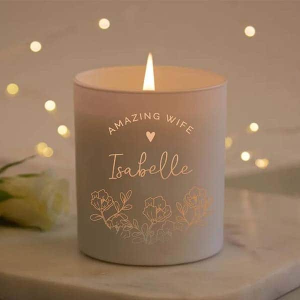 personalized romantic gifts for her: Personalized Glow Through Candle
