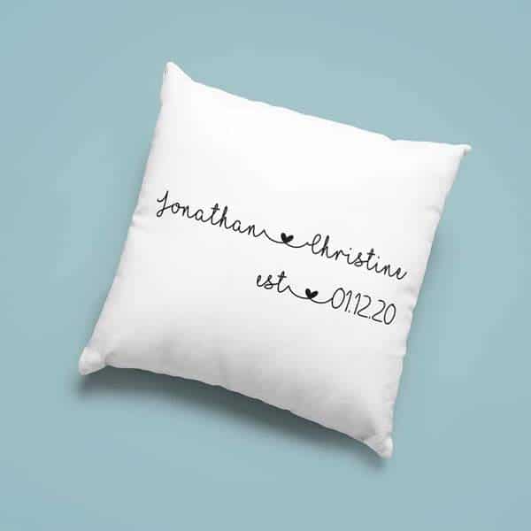 cheap romantic anniversary ideas: Couple Name Pillow