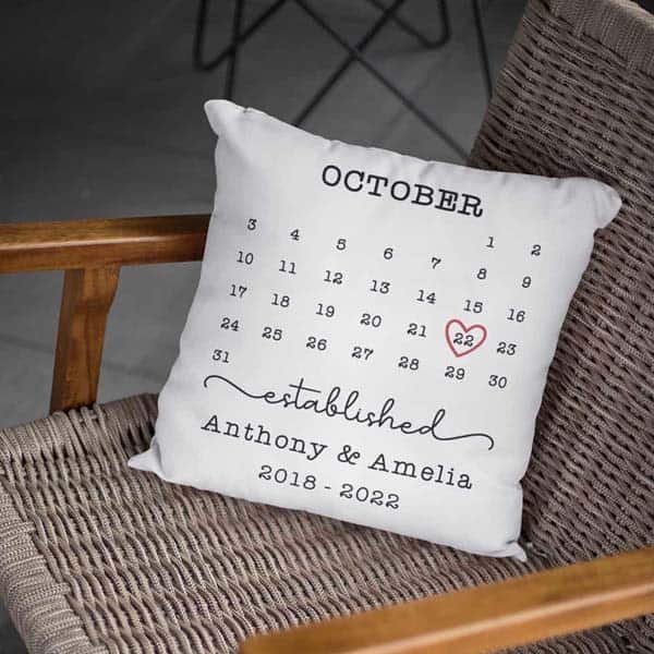 budget anniversary gifts: Wedding Anniversary Calendar Custom Pillow