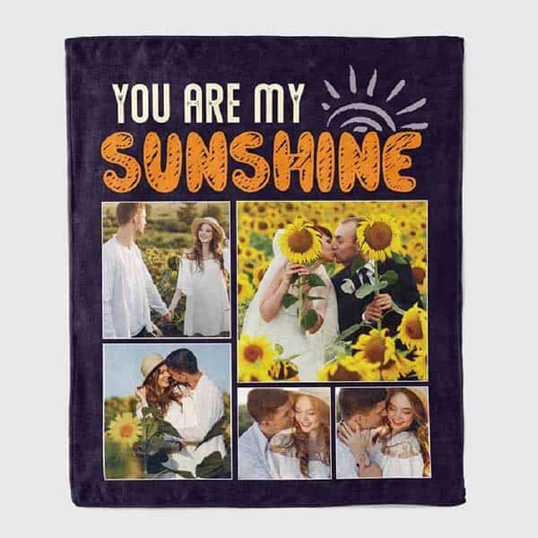 personalized romantic gifts for her: You Are My Sunshine Blanket