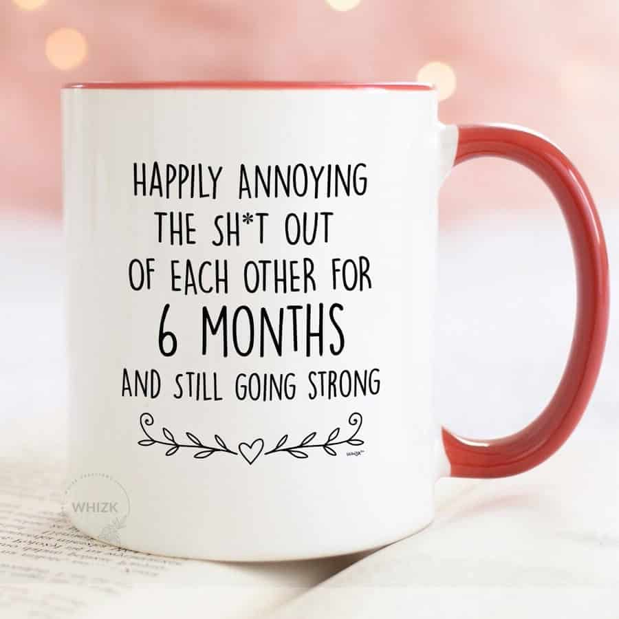 annoying each other for 6 months still going strong mug - anniversary gift for him