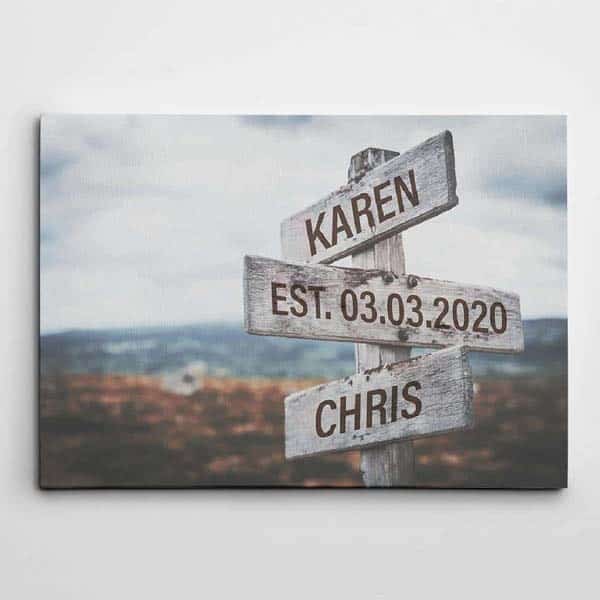 things to do for anniversary on a budget: Street Sign Canvas Print