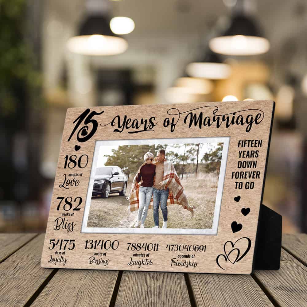 15 Years of Marriage Custom Photo Desktop Plaque