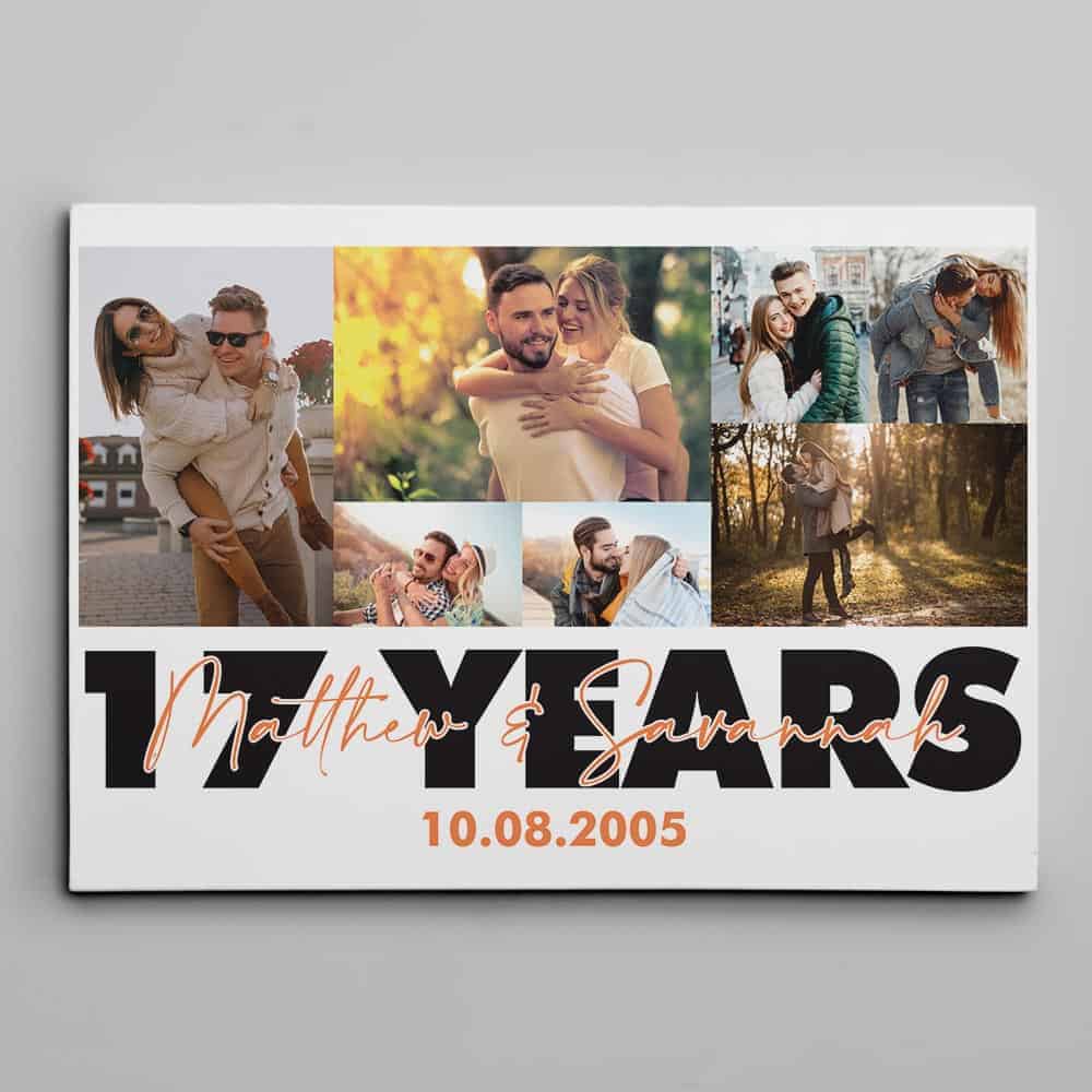17 Years Married Photo Collage Canvas Print