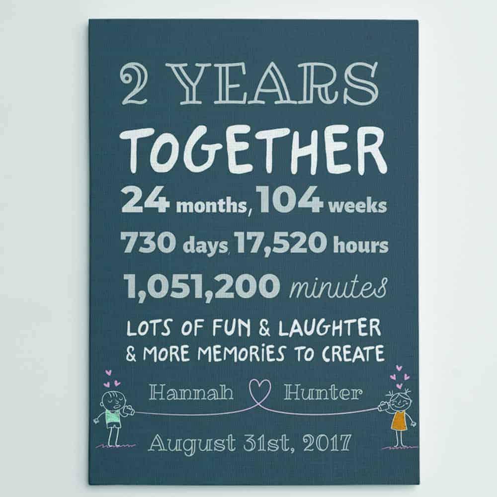 2 year together anniversary wedding canvas