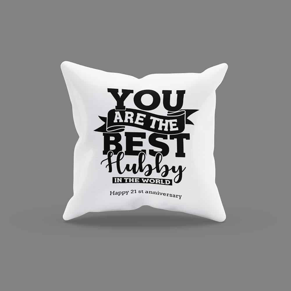Best Hubby in the World Pillow 21st Anniversary Gift for Husband