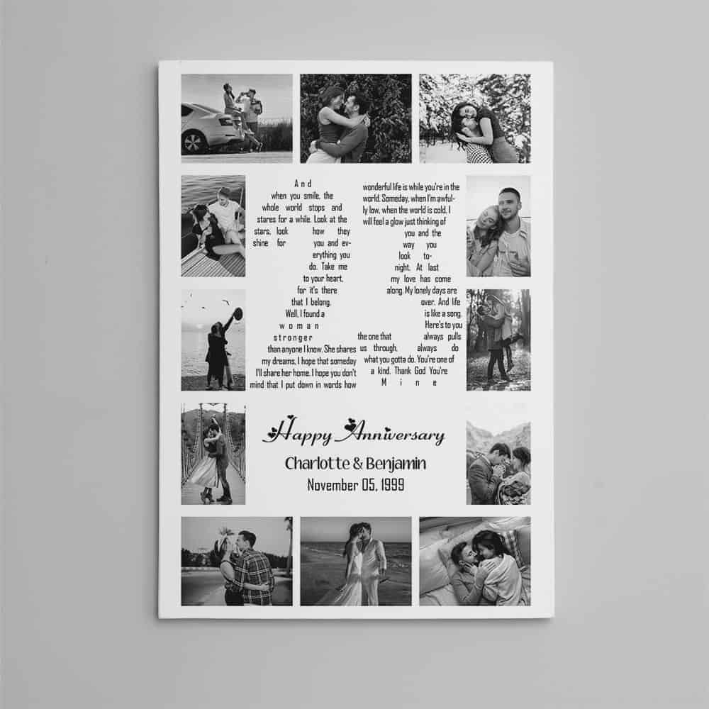 23 Years Anniversary Song Lyrics Word Art Number Photo Collage Canvas