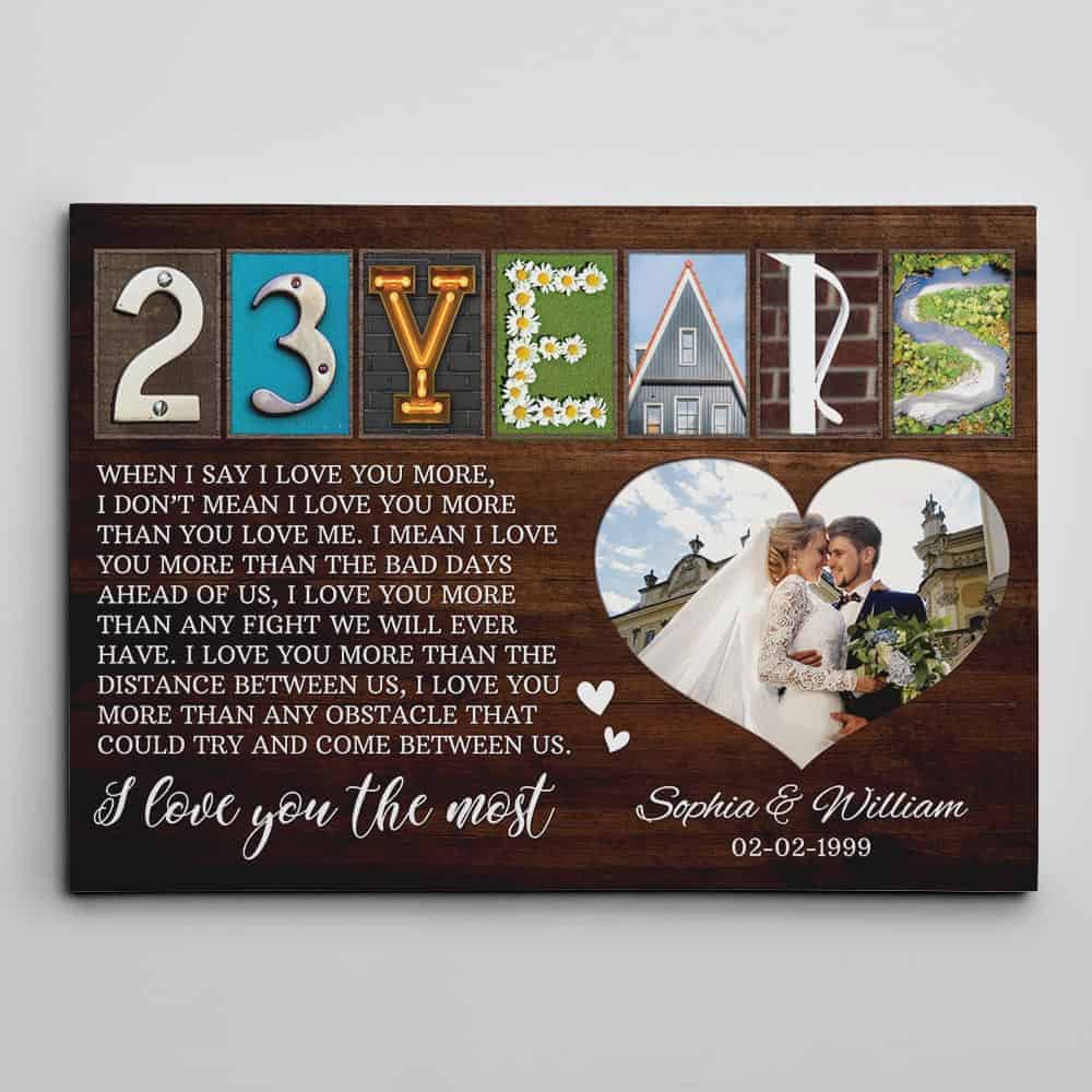 23rd Anniversary Letter Art With Photo Canvas Print