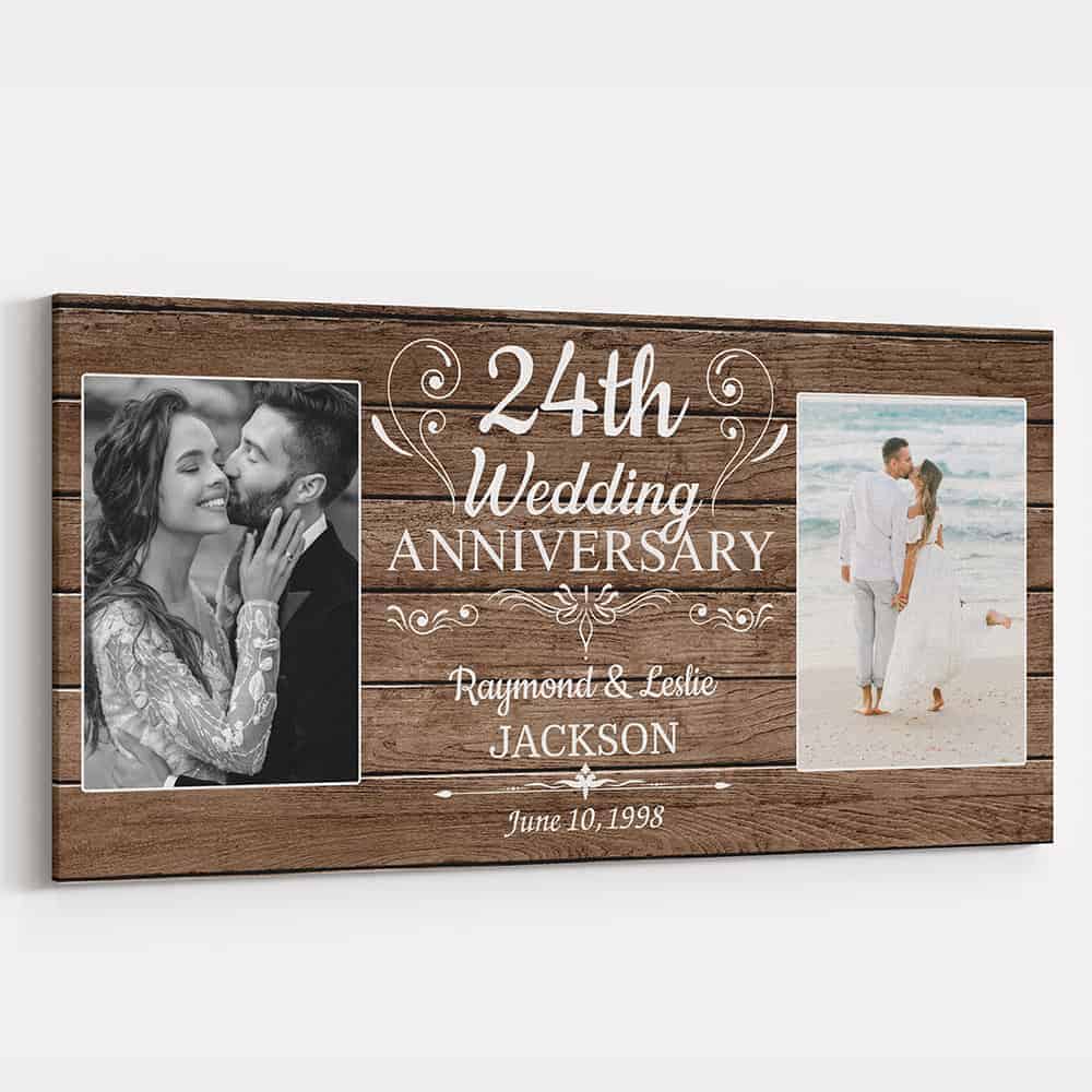 24th Wedding Anniversary Custom 2 Photo Canvas Print