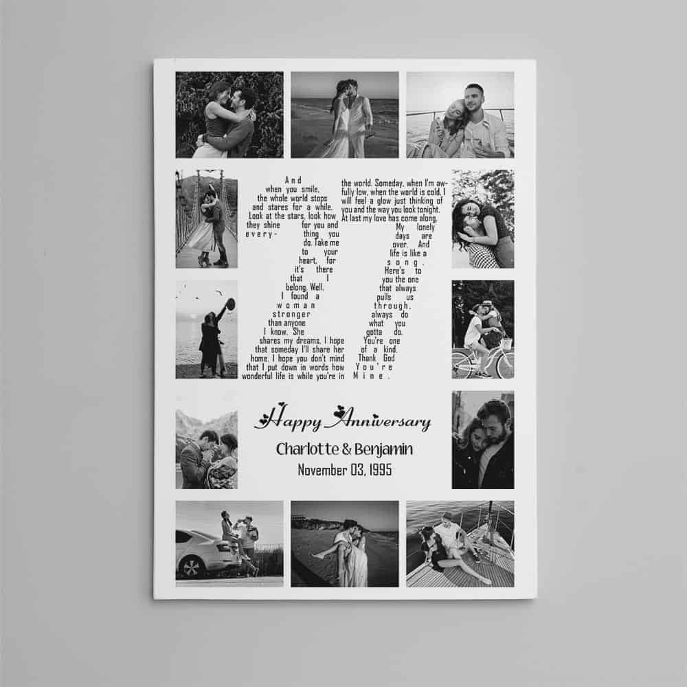 27 Years Anniversary Song Lyrics Word Art Number Photo Collage Canvas