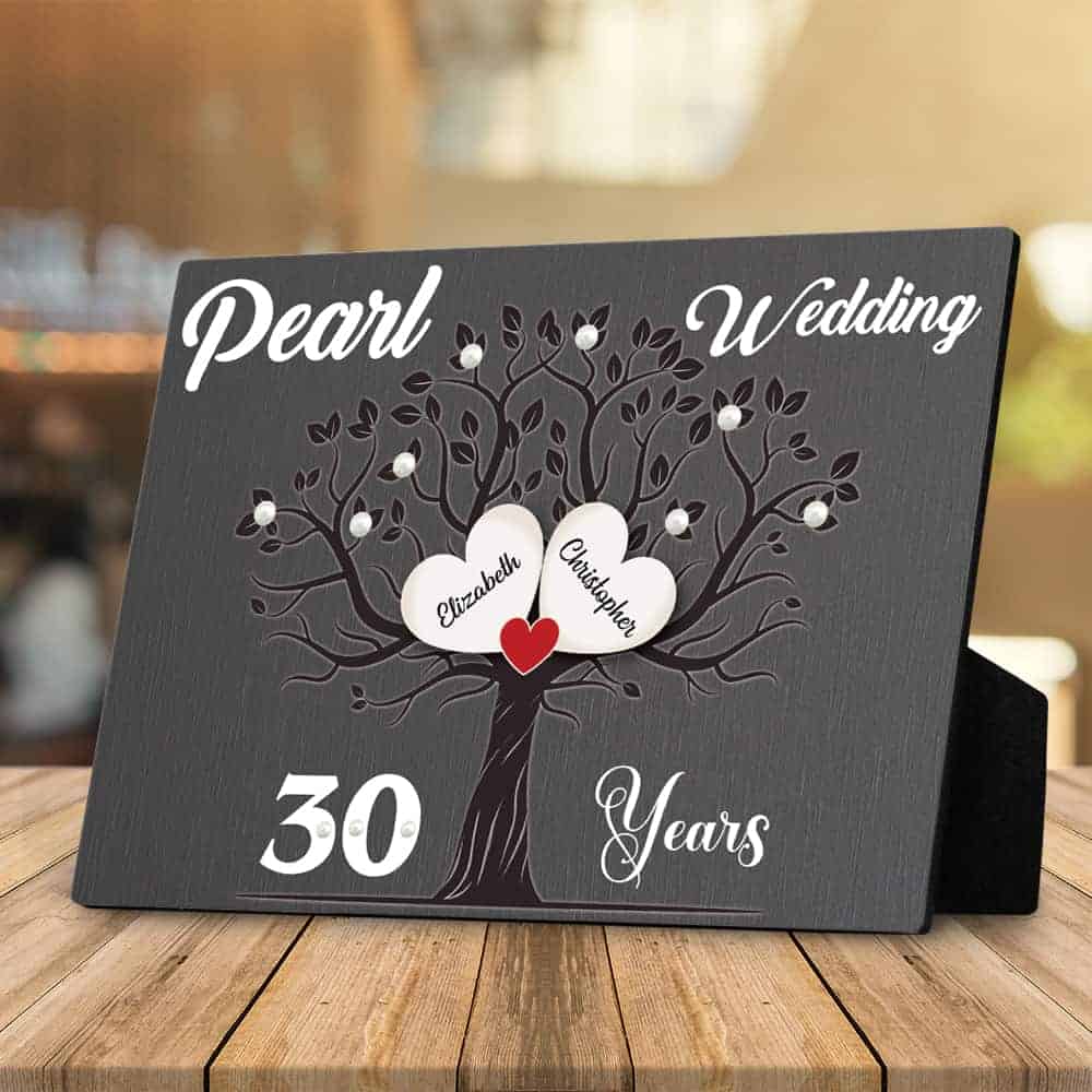 30th Pearl Wedding Anniversary Custom Desktop Plaque