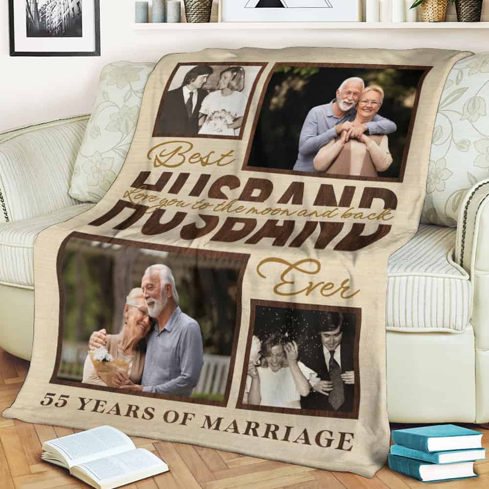 Best Husband Ever Photo Collage Blanket for 55th Anniversary