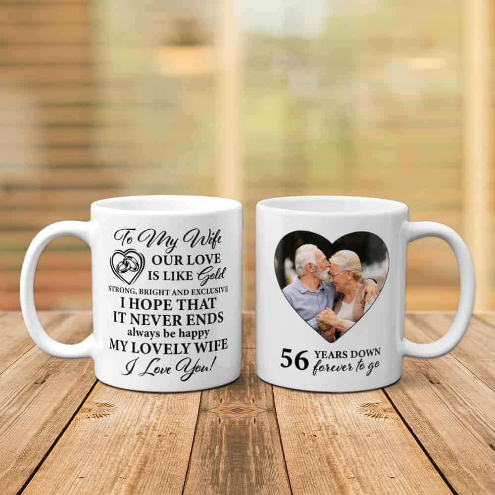 Our Love Is Like Gold 56th Anniversary Photo Mug for Wife