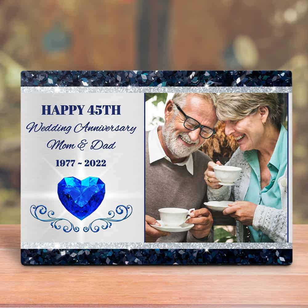“Happy 45th Wedding Anniversary” Custom Desktop Plaque