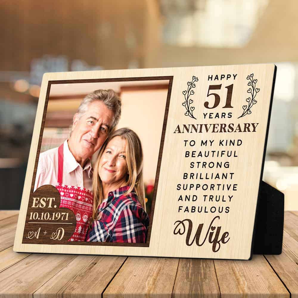 51st Anniversary Gift For Wife Custom Photo Desktop Plaque