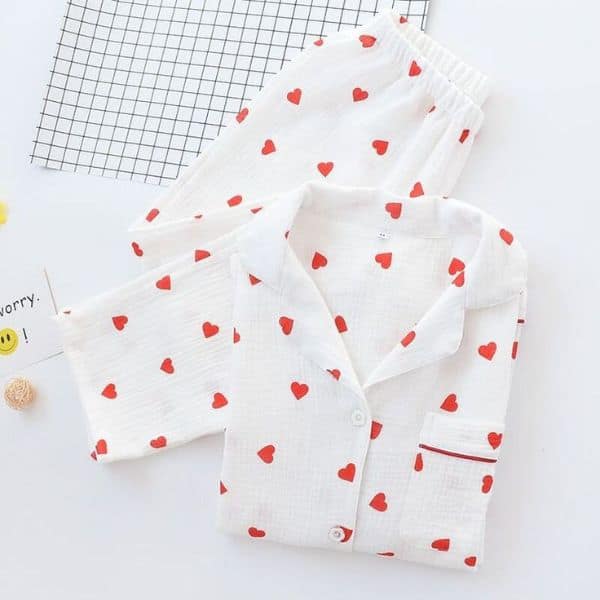 Heart Pattern Pajama Set