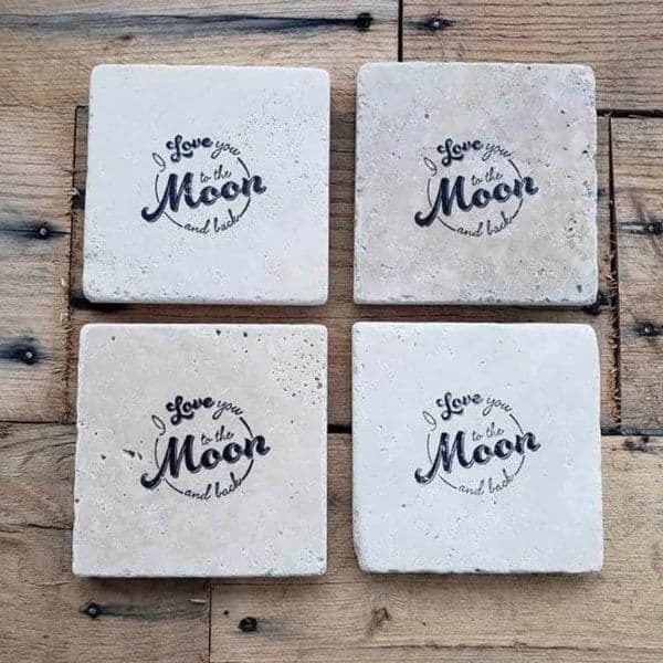 I Love You to the Moon and Back Stone Coaster: romantic gifts for him