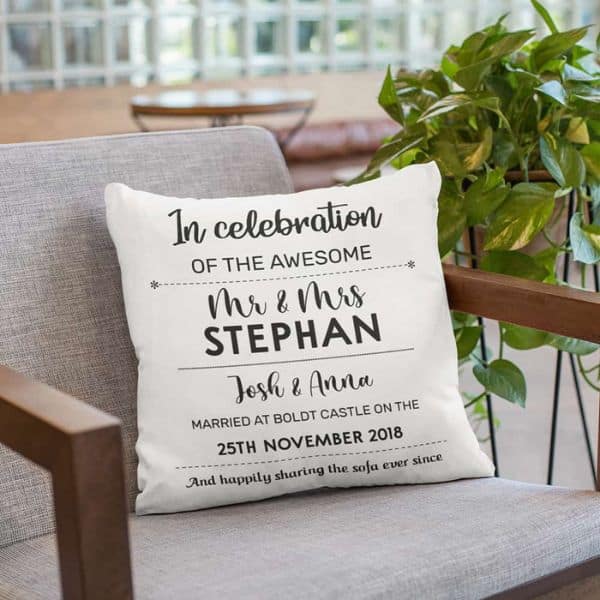 wedding gift for friends: a pillow gift for bride and groom