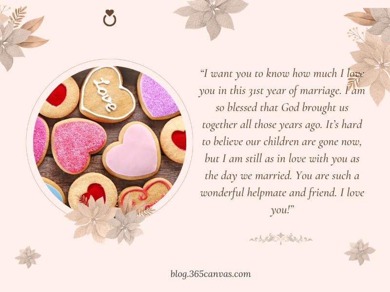 Inspirational 31-year anniversary quote for Wife
