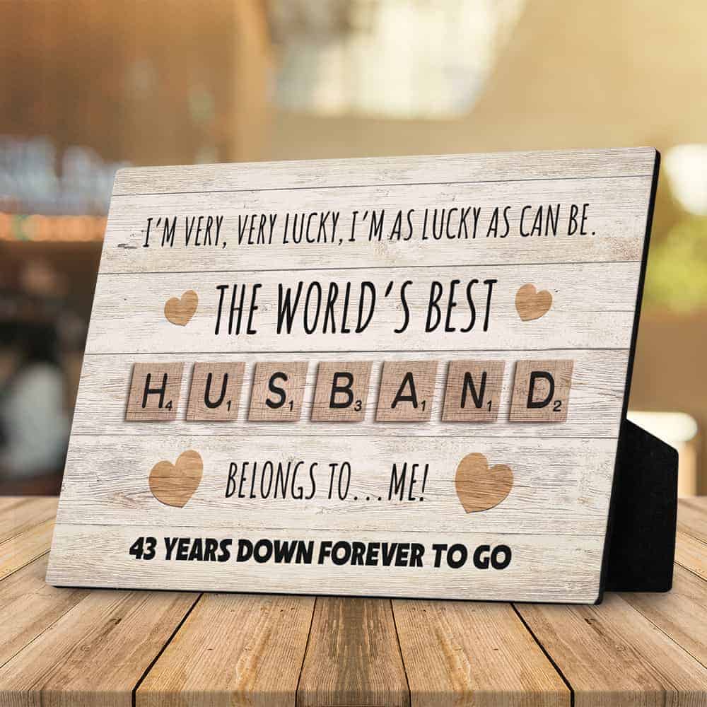43rd Wedding Anniversary Gift The World’s Best Husband Desktop Plaque