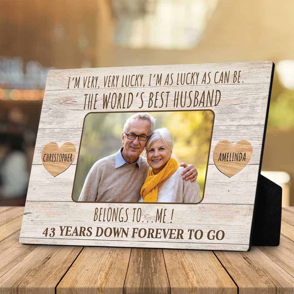 43rd Wedding Anniversary Gift The World’s Best Husband Custom Desktop Plaque