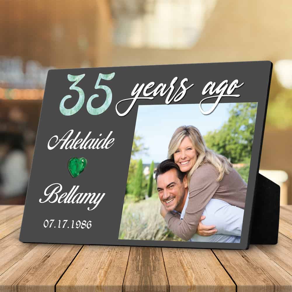 Just Marriage 35 Years Anniversary Custom Photo Desktop Plaque