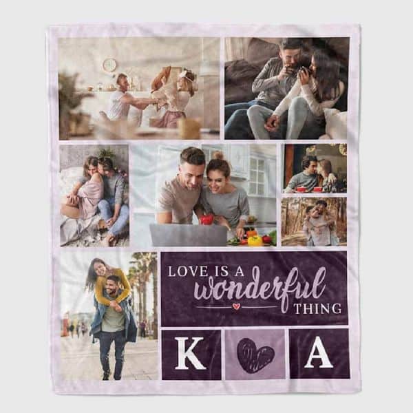 Gifts for Your Girlfriend: Love Is A Wonderful Thing Custom Photo Collage Blanket