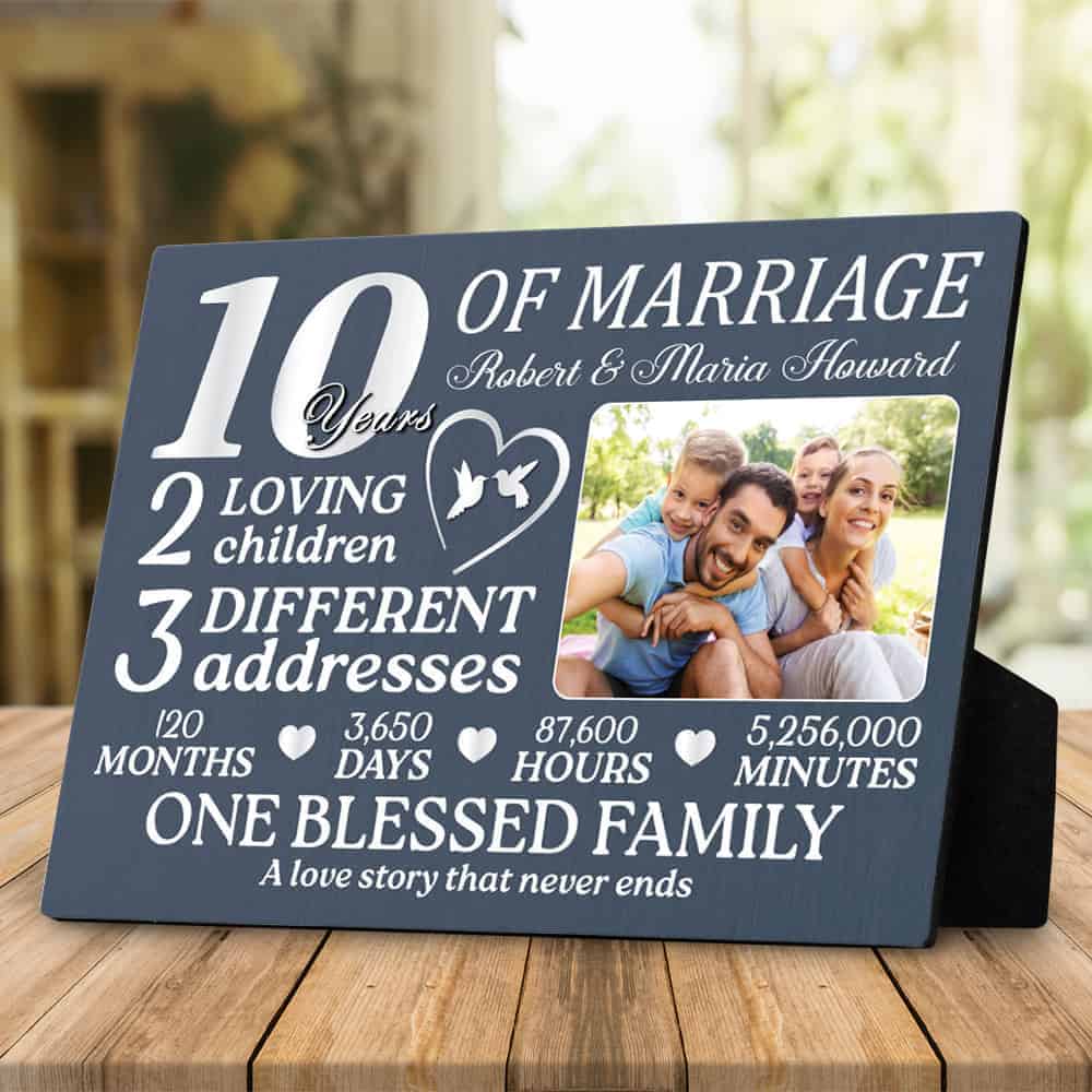 10 Years of Marriage Anniversary Desktop Photo Plaque
