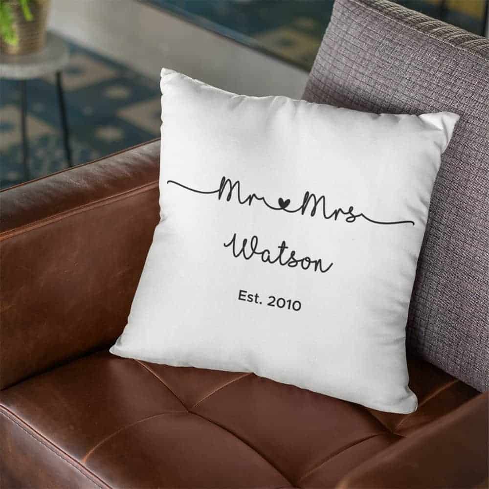 Mr. And Mrs. Custom 12th Wedding Anniversary Pillow
