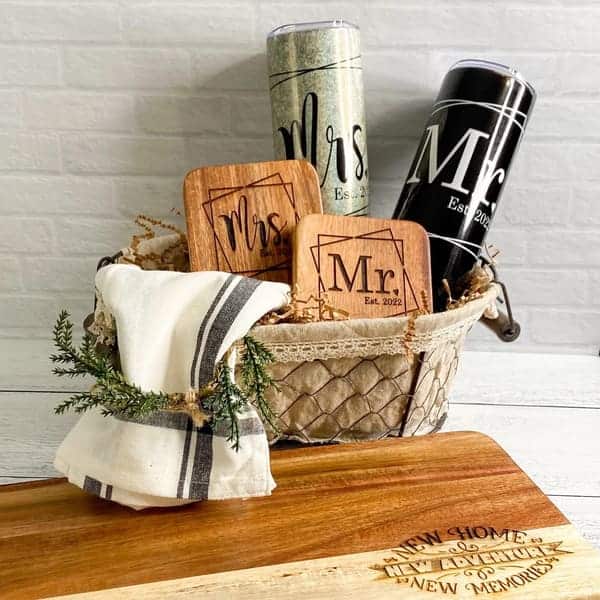 Mr & Mrs Wedding Gift Basket