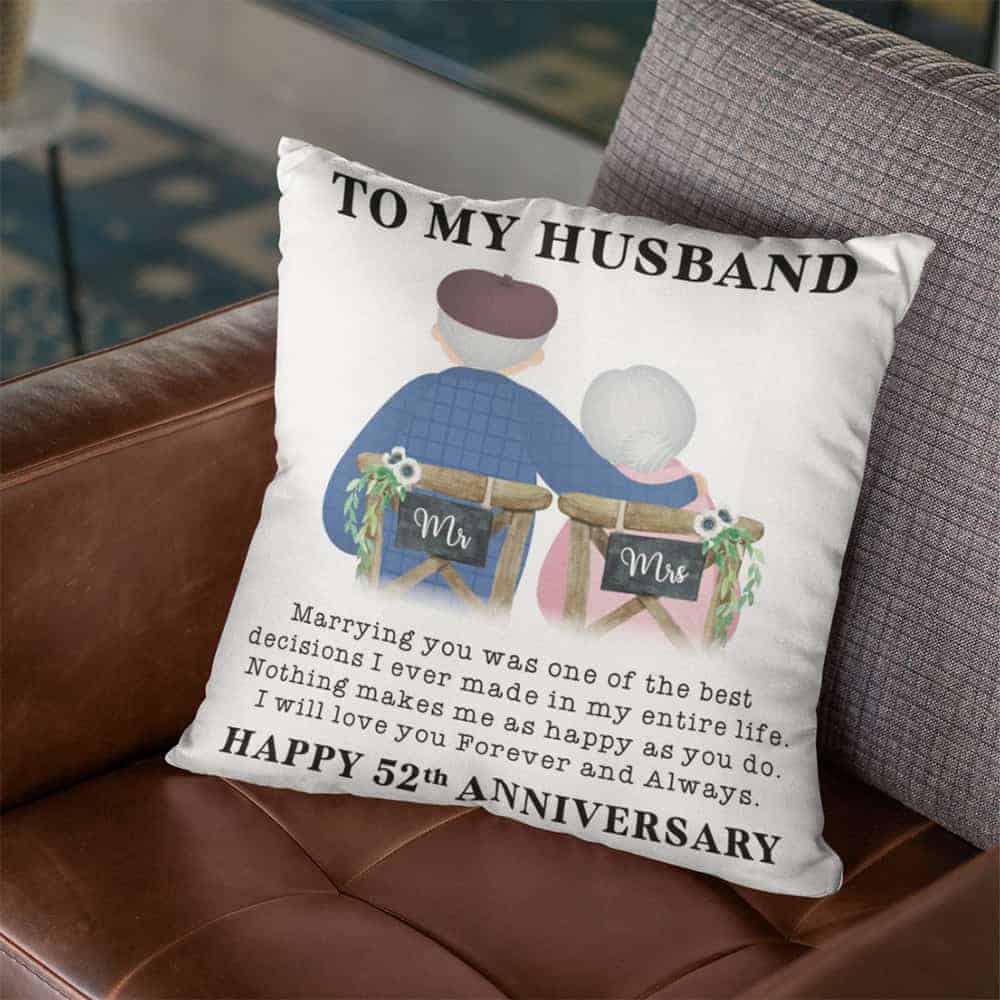 52nd Marriage Anniversary Gifts For Husband Pillow