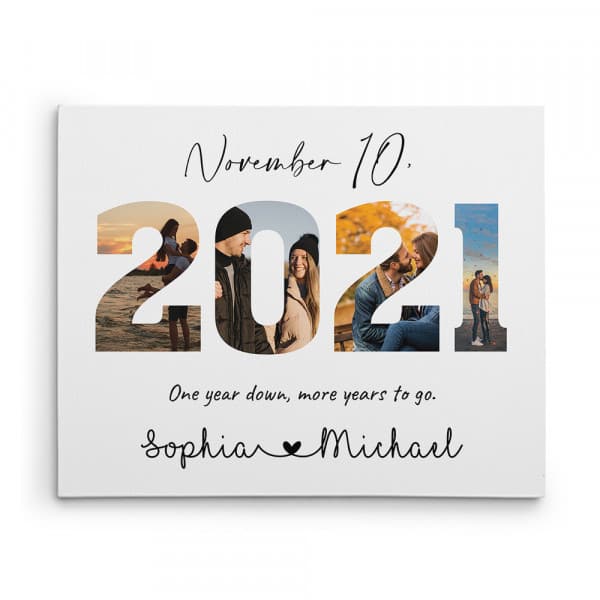 One Year Anniversary Photo Collage Canvas Print for Girlfriend