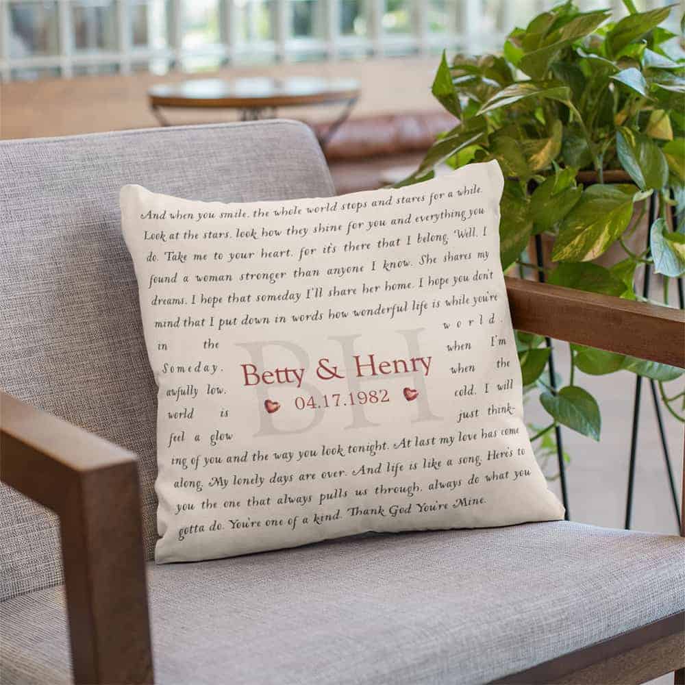 Song Lyrics 40 Years Custom Song and Text Pillow
