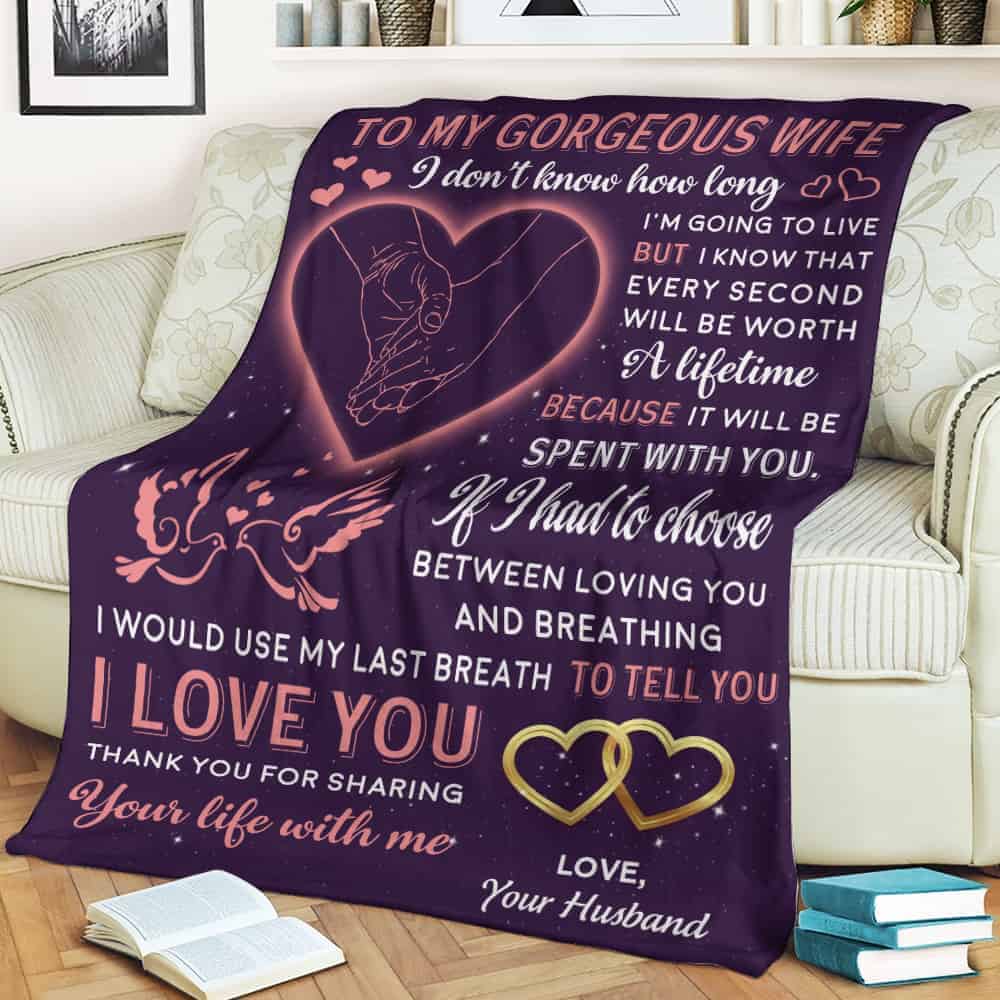 Thank You For Sharing Your Life With Me 52nd Anniversary Gift for Wife Blanket