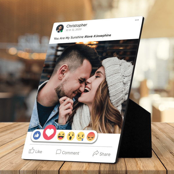 Thoughtful personalized gifts for boyfriend: Social Media Style Frame Desktop Photo Plaque